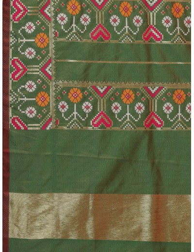 KAPAAHA Woven Dil Patola Saree (Rani)